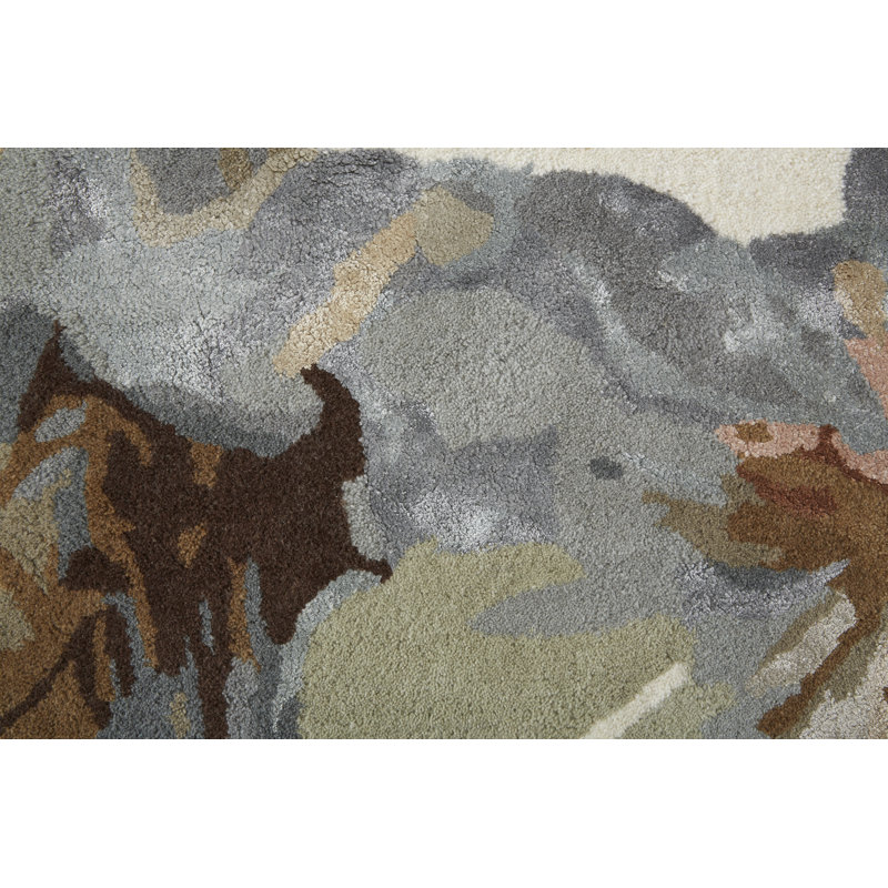 Dafney Hand Tufted Floral Area Rug in Tan, Rectangle 8' x 10'