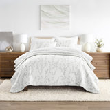 Lightweight Striped Foliage Coastal Reversible Quilt Set