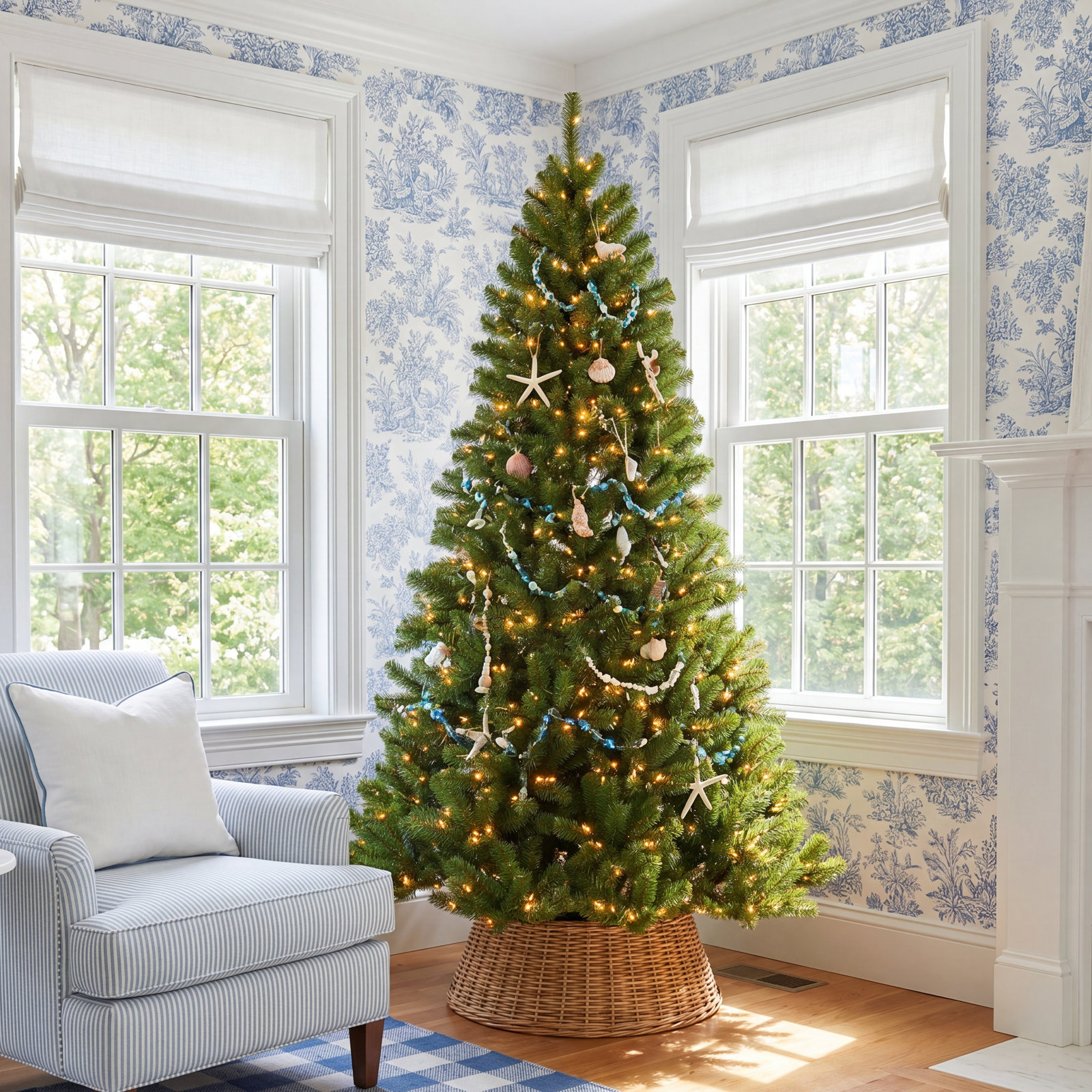Leilonie Pre-Lit Spruce Christmas Tree, 7 FT