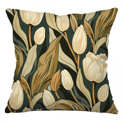 Tulips Throw Pillow, Botanical Cotton Twill Pillows