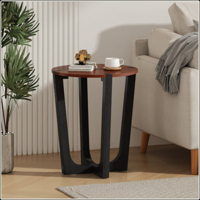 Table d'appoint en bois massif d'acacia avec plateau circulaire, parfaite pour une utilisation moderne et polyvalente