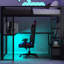 Lit mezzanine de jeu noir en métal pleine grandeur avec rangement à DEL, bureau, garde-robe ouverte et 3 tiroirs pour le rangement des nécessités quotidiennes