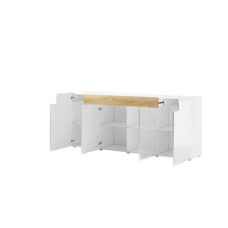 Febin 208cm Sideboard, White Glossy