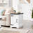 Farmhouse end table Nightstand Rectangular Farmhouse End Table with Barn Door and Adjustable Storage Shelf, Rustic Sofa Side Table for Living Room, Bedroom, White-158192789