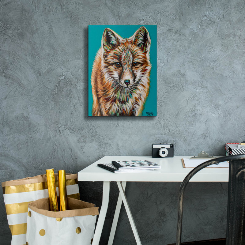 «Teal Fox» par Carolee Vitaletti, H 16 po x l 12 po x P 0,75 po