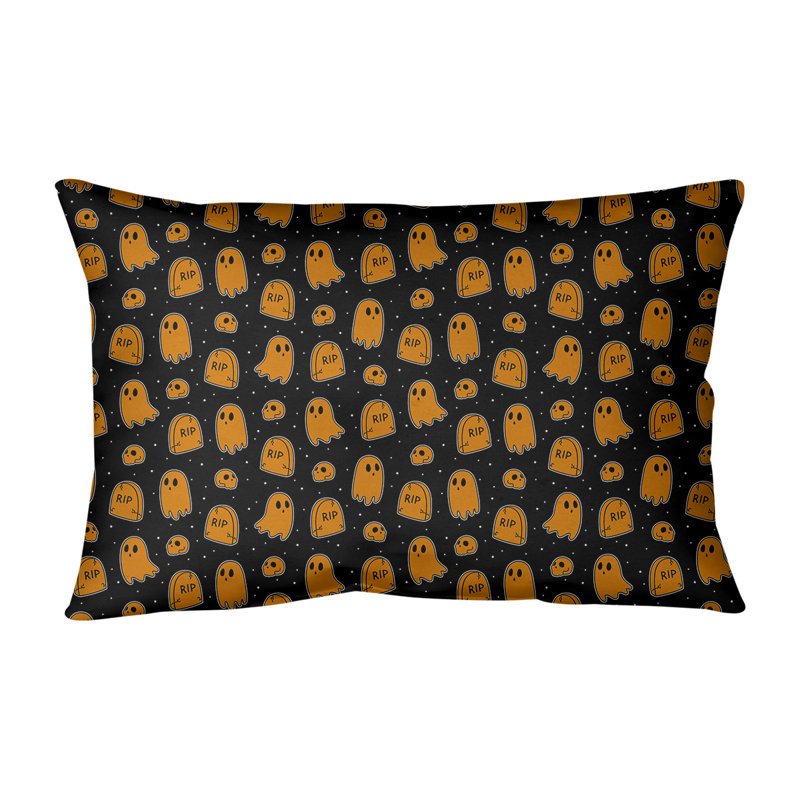 Coussin lombaire intérieur / extérieur Katelyn Elizabeth, Noir / Orange