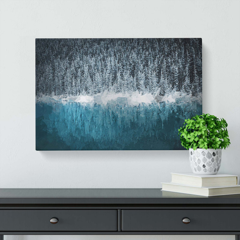 Forest Reflecting in Lake Louise in Abstract - Wrapped Canvas, 40cm H x 60cm W x 3cm D