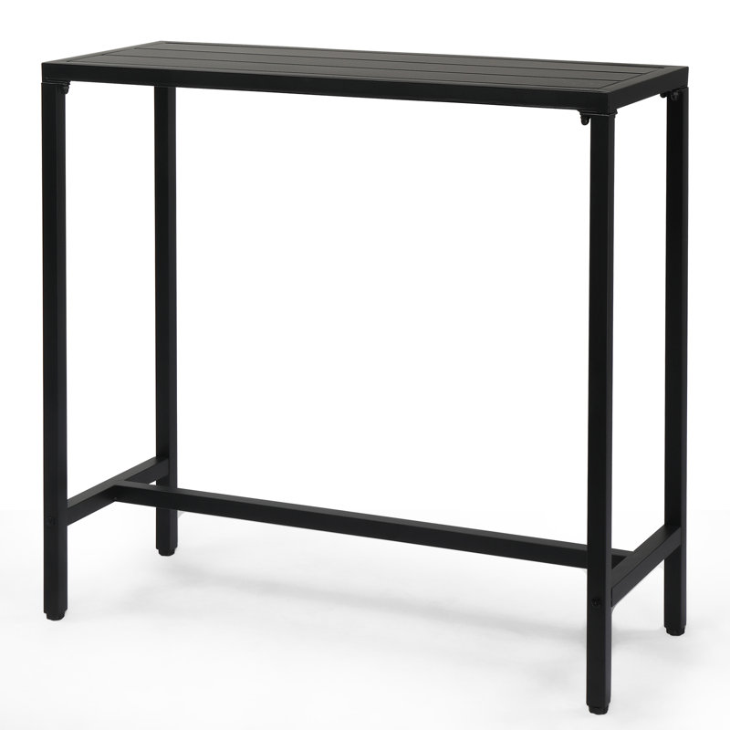 Outdoor  Black Rectangular Metal Bar Table