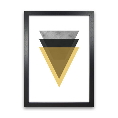 Geometric Mustard And Black Triangles by Pixy Paper - Print