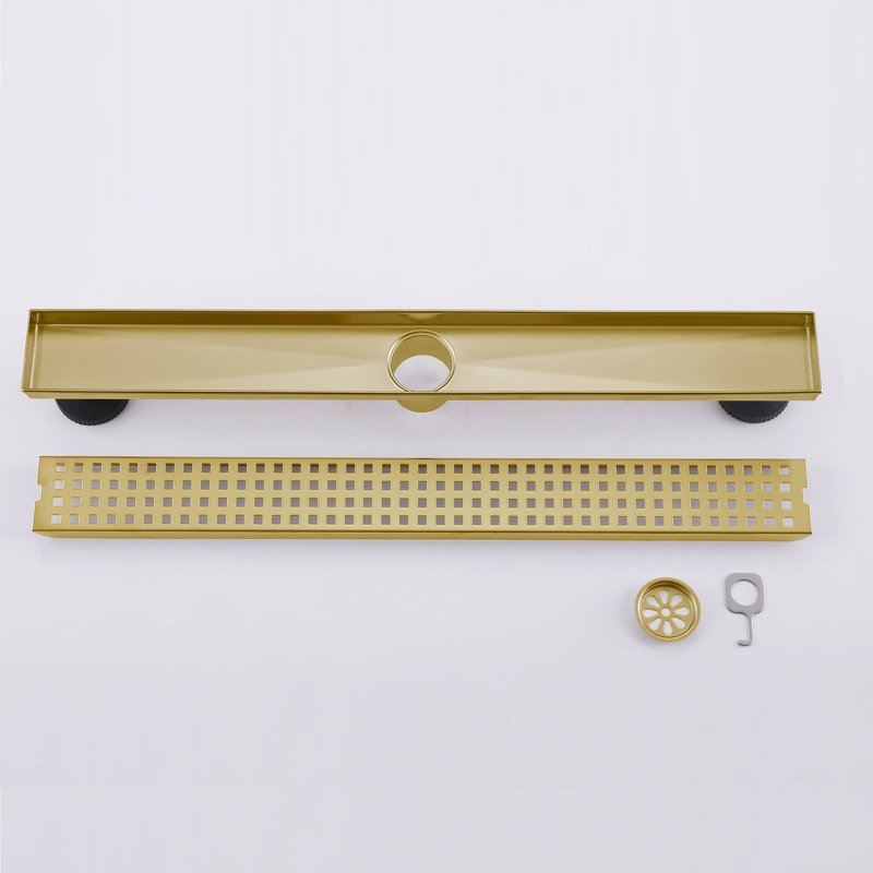 27.56 Inch Linear Shower Drain With Leveling Feet Stainless Steel Floor Drain Rectangular Shower Floor Linear Drain With Hair Strainer