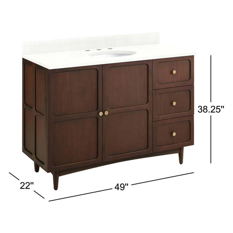 48" Delavan Vanity With Undermount Sink, Feathered White Quartz