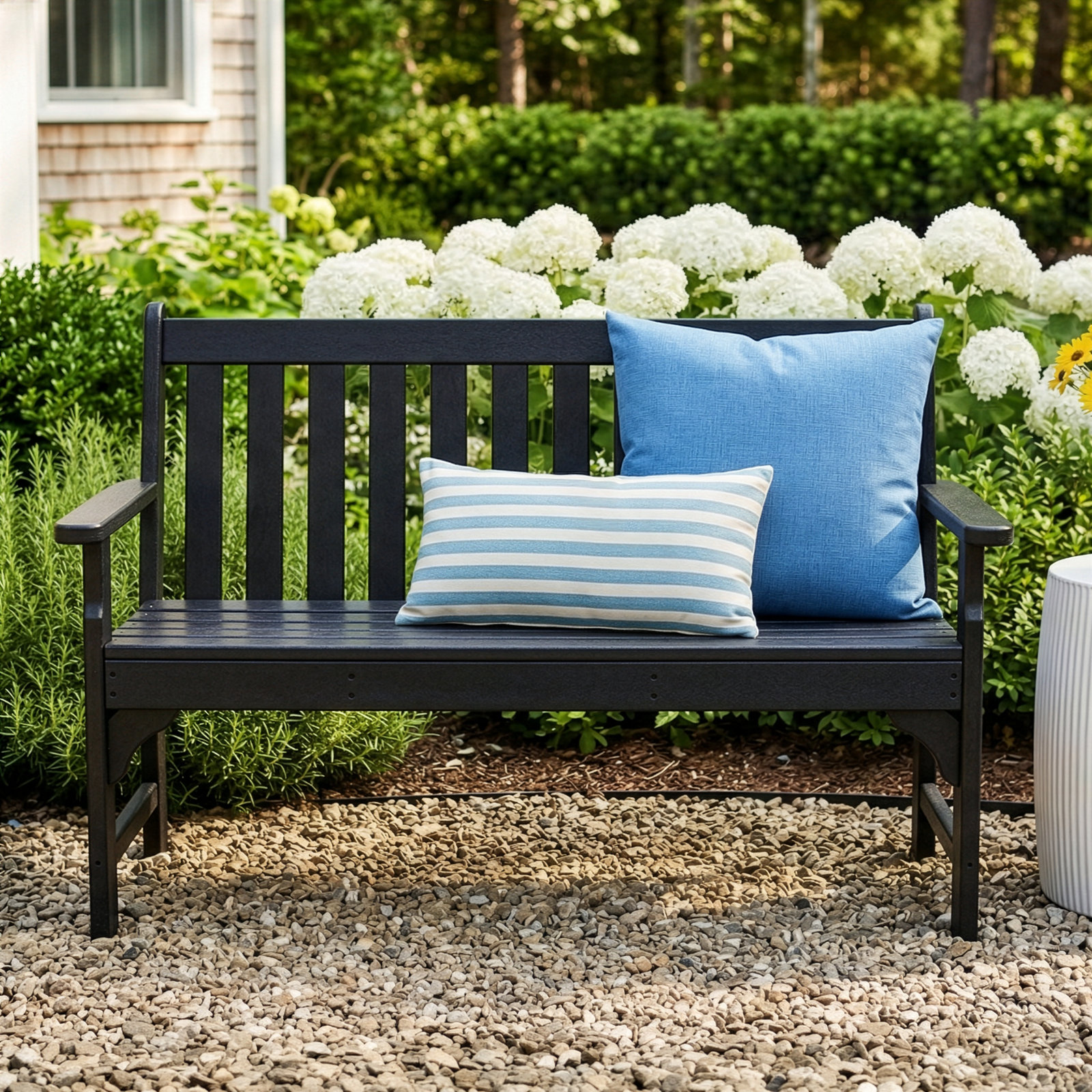 POLYWOOD® Vineyard 60" Garden Bench, 35.25" H x 48" W x 24" D, Slate Gray