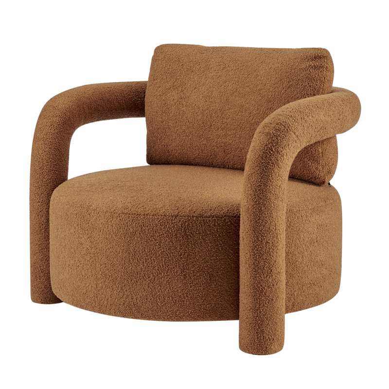 Doiron Faux Shearling Accent Arm Chair, Wilmont Brown Faux Leather