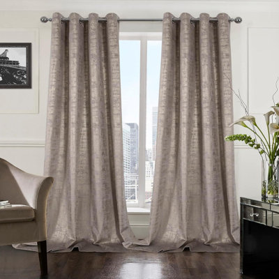 Champagne Soft Velvet Curtains 95 Inch Length Long Luxury Bedroom Curtains Gold Foil Print Window Treatments For Living Room Bedroom Set Of 2