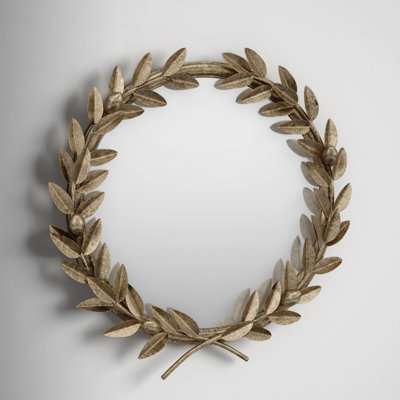 Idhant Round Metal Laurel Wreath Round Wall Mirror