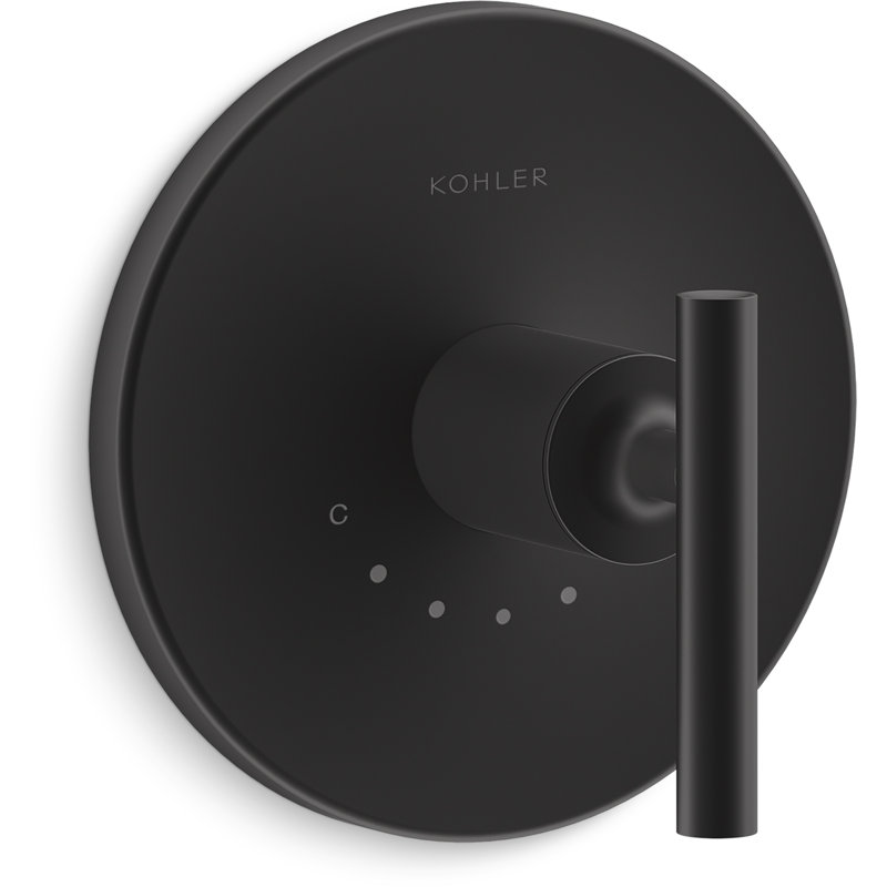 Garniture de robinet avec poignée levier avec soupape thermostatique Purist, Noir mat