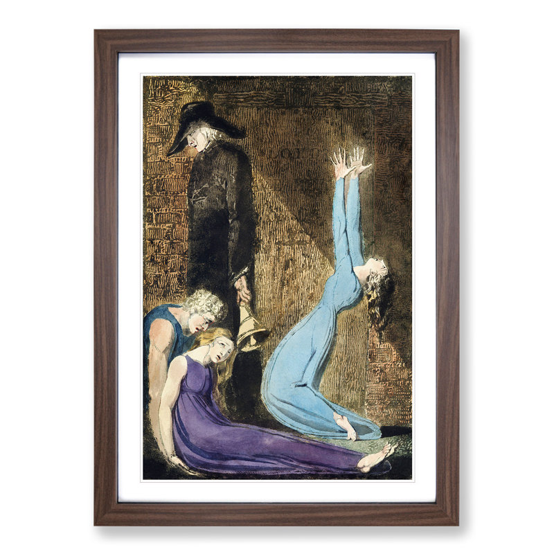Man Supporting a Woman by William Blake - Picture Frame Painting, 65cm H x 48cm W x 2cm D, Walnut Framed
