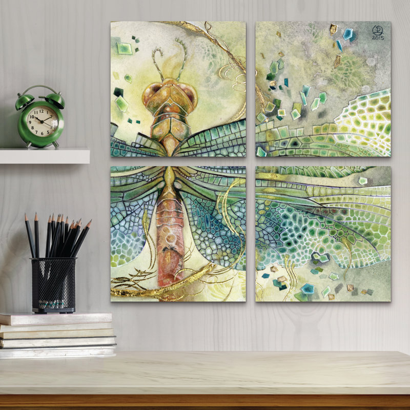 Ensemble de 4 panneaux muraux décoratifs sur toile «Disinégration» par Stephanie Law pour le salon, la chambre à coucher ou le bureau 