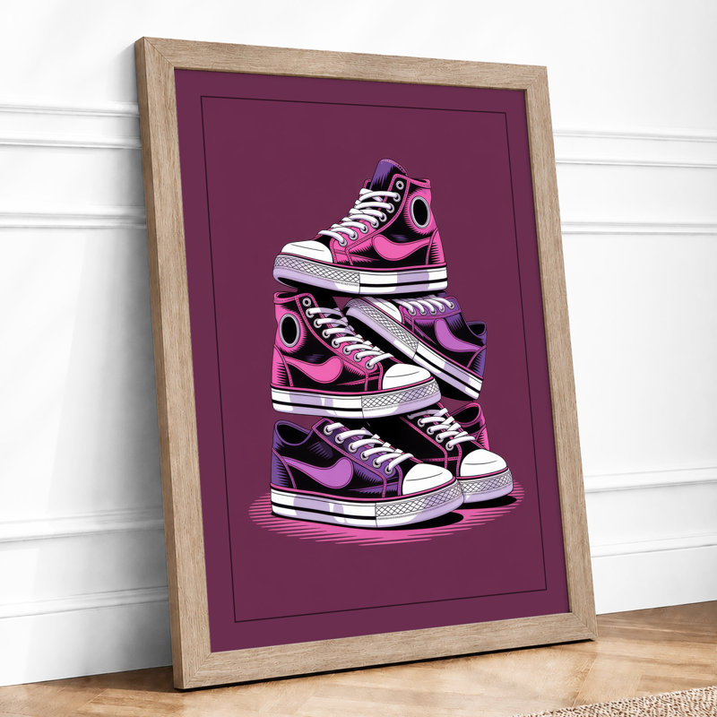 Stacked Sneakers Modern - Print, A4 - 29.7 x 21.0 cm, Oak