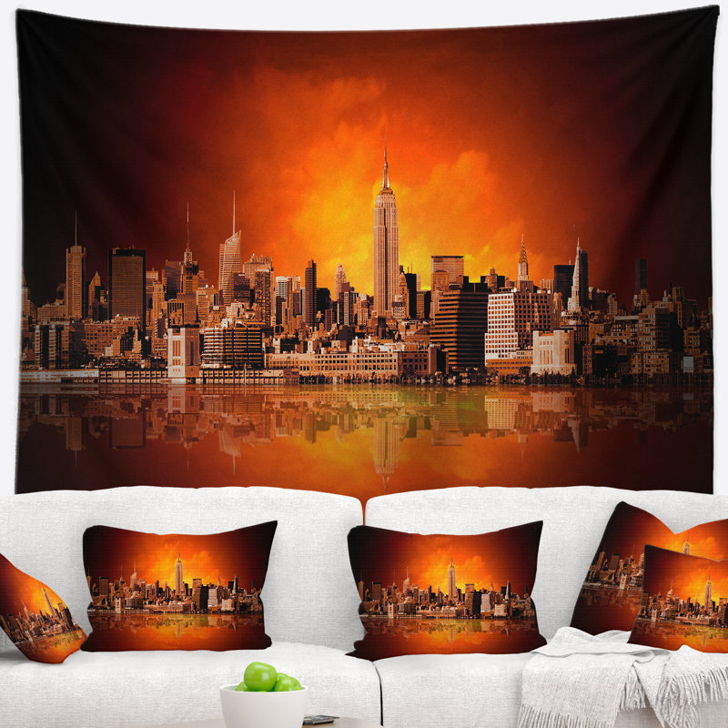 Tapisserie en polyester cityscape new york city avec accessoires de suspension inclus, H 50 po x l 60 po