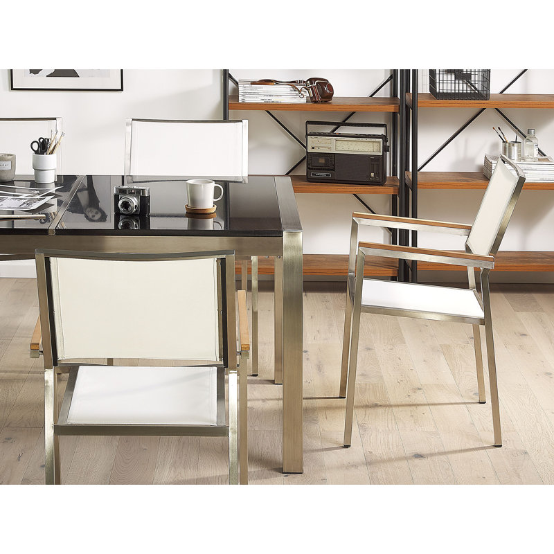 Faggion Stacking Patio Dining Armchair with Cushion, White