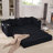 2-In-1 Convertible Sleeper Couch,Modern Sofa , Floor Folding Couch,Corduroy ,5 Pillows,Side Pocket, Cup Holders,Apartment, Home Office, No Assembly,3 Seat,Black-910879797