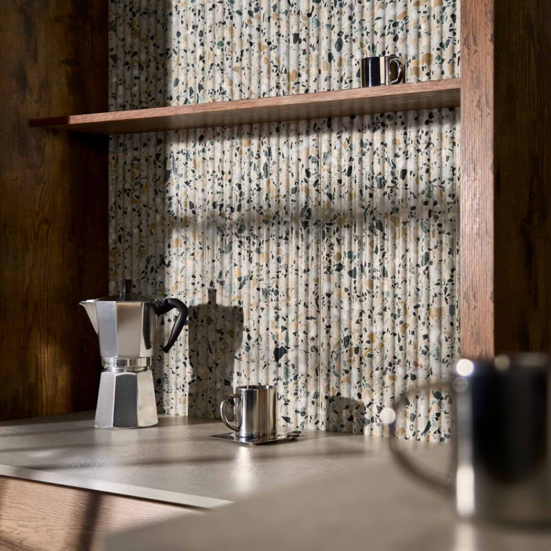 Terrazzo Italy Fluted Honed Terrazzo Tile, Cava Terra Beige
