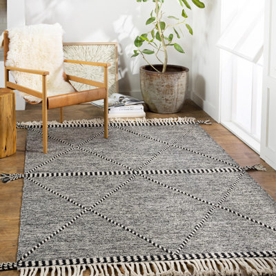 Tapis gris en coton tissé à la main Albury