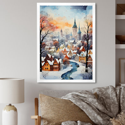 Winter Village In 1950, reproduction d'art sur toile