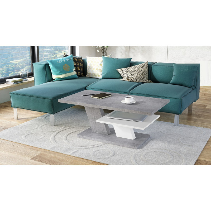Cliff Pedestal Coffee Table, Concrete/White