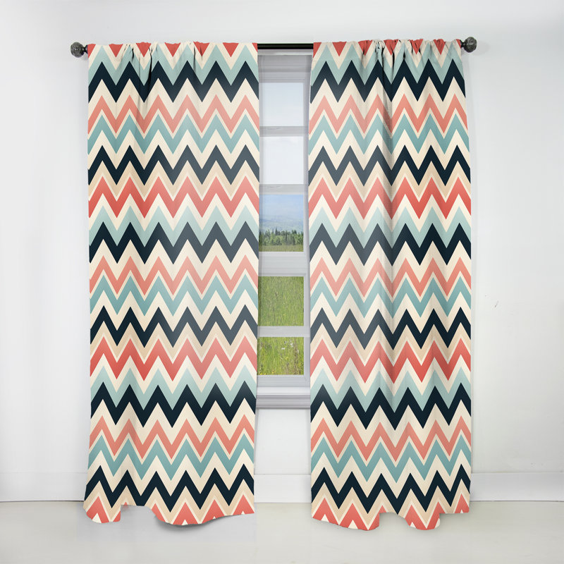 Chevrons I - rideaux obscurcissant - couleur douce doux multicolore à chevrons rétro I - 1 panneaux, L 52 po x L 108 po