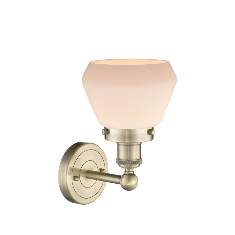 Carrboro Armed Sconce, Matte White, Antique Brass