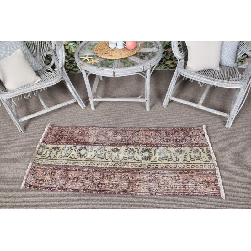 Vintage Beige Oushak Turkish Small Patchwork Rug Ideal for Entryways and Small Spaces