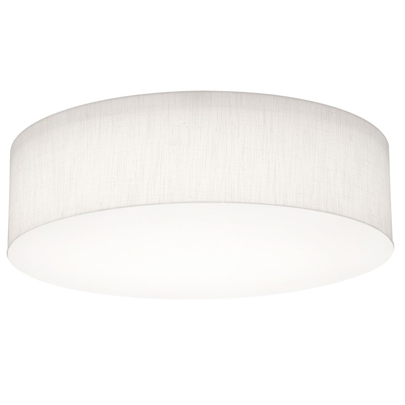 Plafonnier encastré cylindrique à 1 lumière Kley, Lin blanc, H 5,5 po x l 19,25 po x P 19,25 po, Non