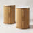 Round Drum Accent Table With Sintered Stone Top & Fluted Base