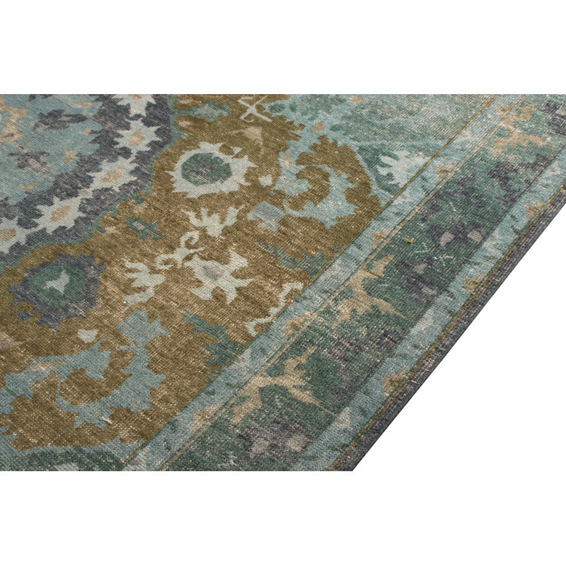 Distressed Homage Hand Knotted Wool Floral Area Rug, Rectangle 15' x 24'