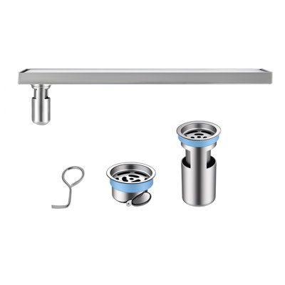 47 Inch Linear Shower Drain, Shower Drain Brushed Nickel, 304 Stainless Steel Shower Drains, Odor Proof Invisible Long Linear Drain