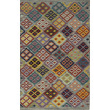 Multicolor Handwoven Wool Harlequin Diamond Geometric Modern Contemporary Carpet Rug