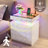 2-Drawer Nightstand with Adjustable RGB Light and Human Body Detection,Fashionable Mirror Visual Design Bedside Table with Charging Station-645997688