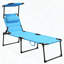 Chaise longue pliante avec dossier réglable et parasol-2134221503