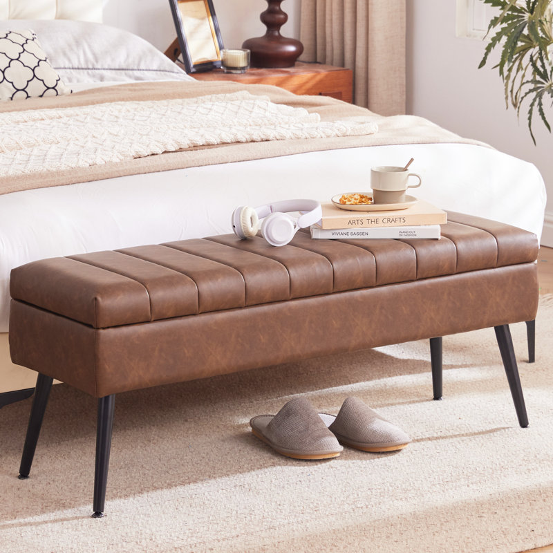 Banc de rangement en tissu, Brun rétro