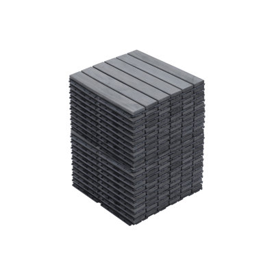 20 tuiles de terrasse à motif à rayures imbriquées, plancher carré en bois franc d'acacia gris clair 12 po x 12 po pour patio, banc, bord de piscine, ...