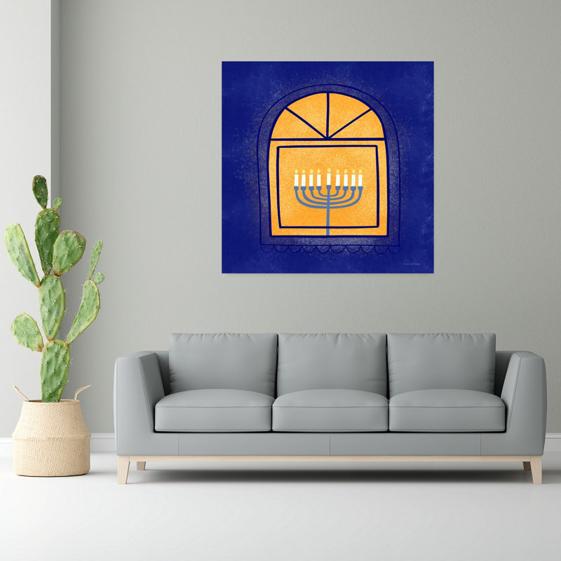 Fenêtre, menorah, art contemporain abstrait, H 48 po x l 48 po