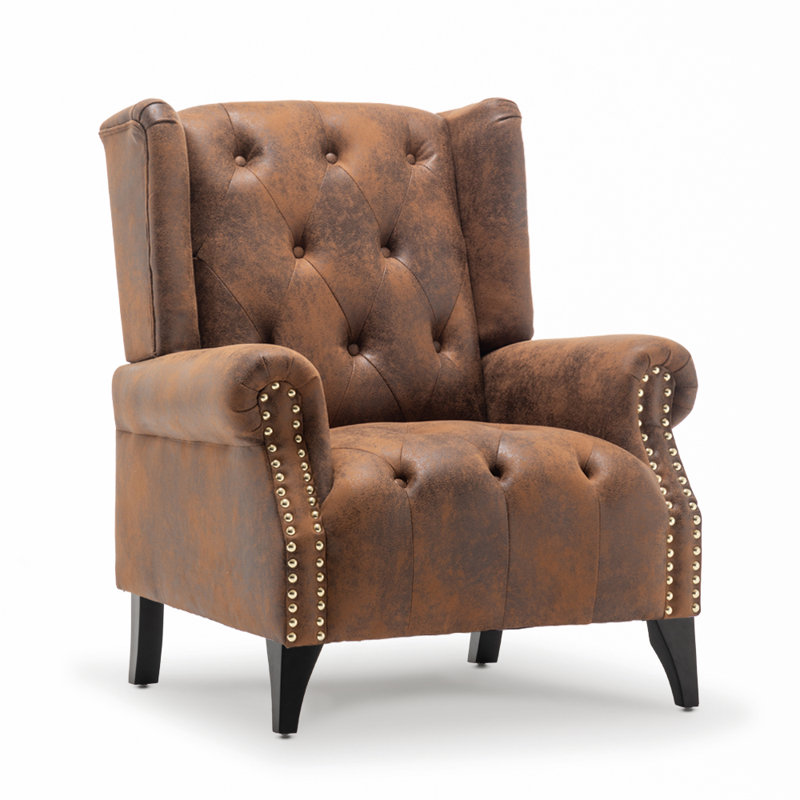 Luxury Microsuede Wingback Chair - Brown