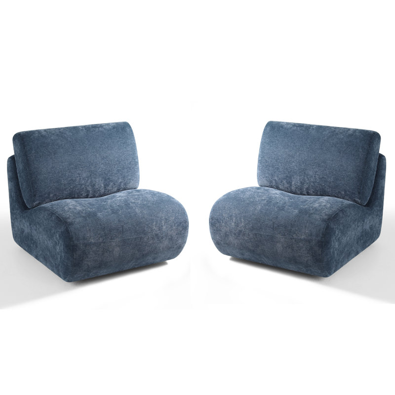 Fauteuil d'appoint pivotant rembourré avec dossier amovible Caleb, Marine