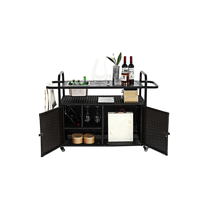 Table-bar pour l'extérieur avec armoire, Noir