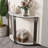 39.4" 2-Tier Half-Moon Sinter Stone Console Table With Black Metal Frame