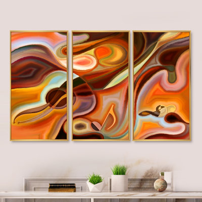 Music Dreams - Ensemble de 3 reproductions d'art encadrées sur toile abstraites
