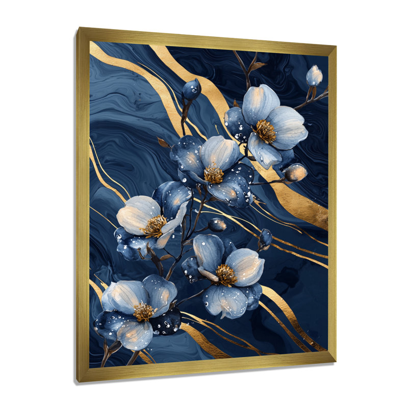 Lamy - impressions sur toile florales, H 20 po x l 12 po, Reproduction encadrée sans passe-partout, Doré