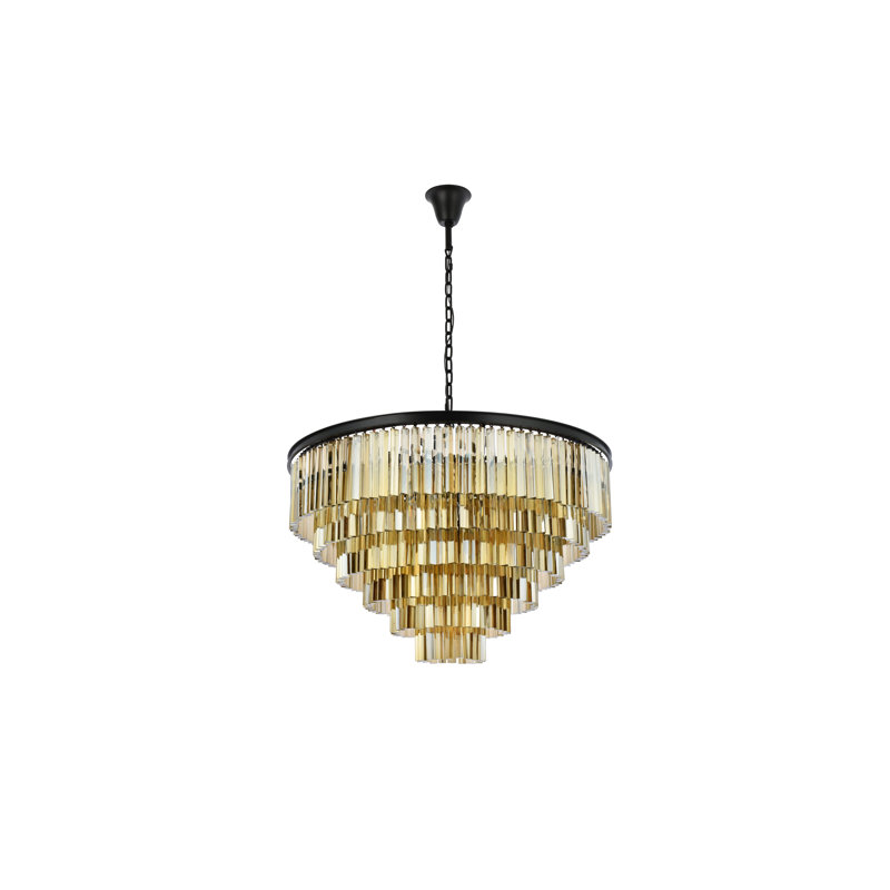 Yazmin 10 - Light Tiered Chandelier, Golden Teak (Smoky), Mocha Brown